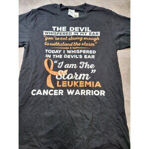 Leukemia Cancer Warrior T-Shirt SMALL Black  Sh 16" Ch 17" L 25"  Port & Co